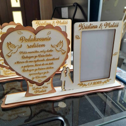 Drevená dekorácia poďakovanie rodičom na svadbe na položenie predaj online