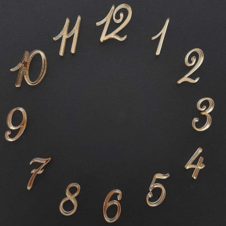 Originálna sada čísel na nástenné hodiny Typ 4, materiál: zlaté zrkadlové plexisklo