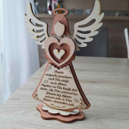Krásny drevený anjelik do bytu s vlastným gravírovaným textom