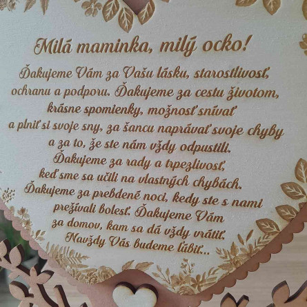 Originálna dekorácia svadobné poďakovanie pre rodičov na predaj Originálna dekorácia svadobné poďakovanie pre rodičov na predaj