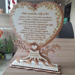 Nádherná drevená dekorácia svadobné poďakovanie rodičom s vlastným gravírovaným textom