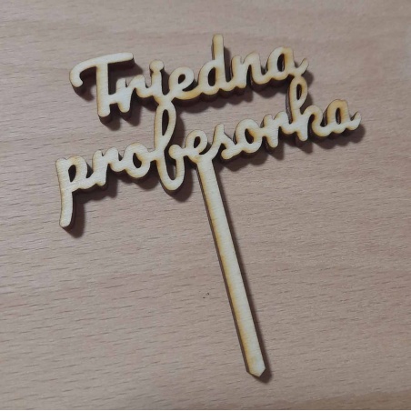 Drevený mini zápich do cupcakes a maffinoch z dvoch slov vyrezávaný laserom so šírkou 5cm