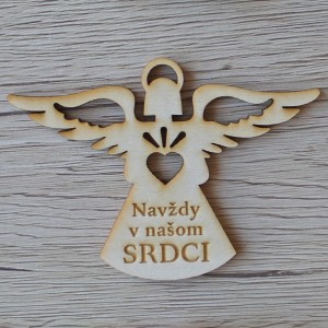Drevený výrez na hroby Anjelik Navždy v našom srdci
