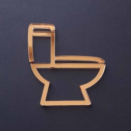 Zlatý zrkadlový piktogram na označenie dverí WC s námetom záchoda toalety