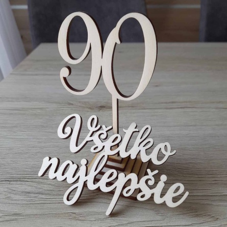 Drevený zápich na tortu vlastné číslo s nápisom na čelo torty všetko najlepšie