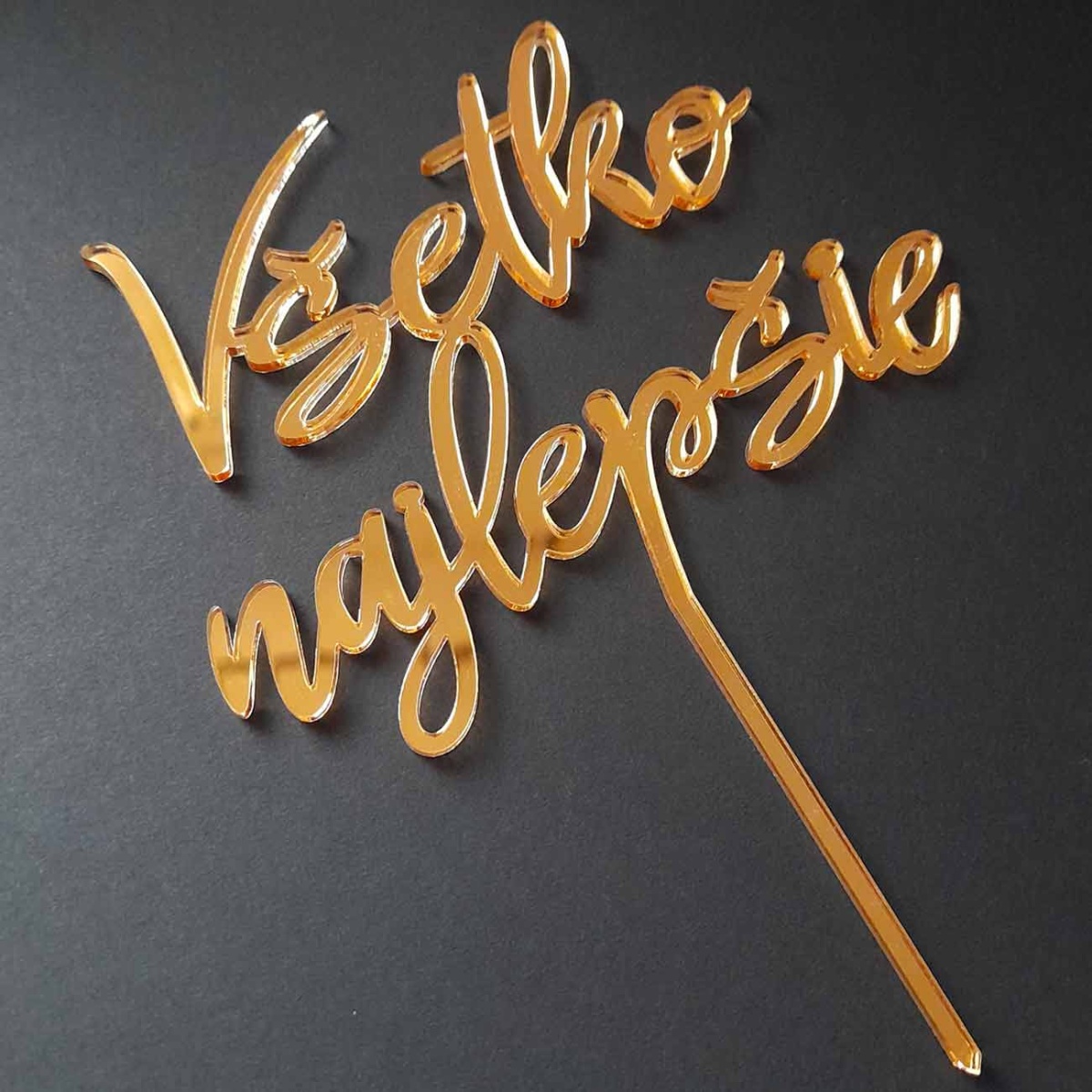 Detail zlatého zrkadlového zápichu Všetko najlepšie