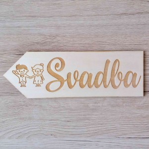 Drevená svadobná šípka Svadba
