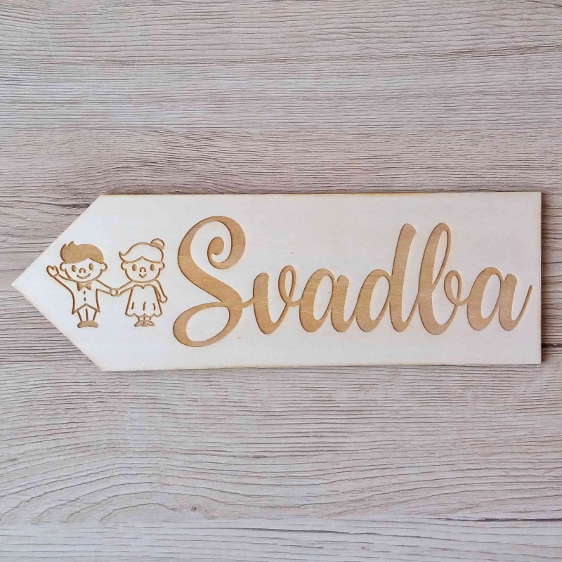 Drevená svadobná šípka Svadba