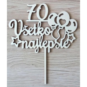 Všetko najlepšie Drevený zápich  s číslom, tortový zápich