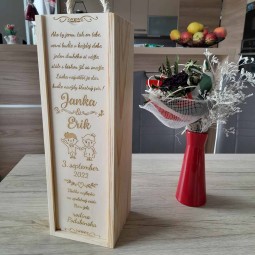 Darčekový svadobný gravírovaný box na fľašu vína