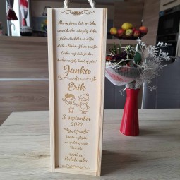 Gravírovaný svadobný box na víno, darček pre svadobný pár
