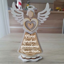 Anjel z dreva, originálny a krásny drevený darček z preglejky