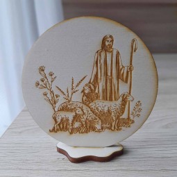 Krásna gravírovaná Vianočná drevená dekorácia na predaj Ježis pastier