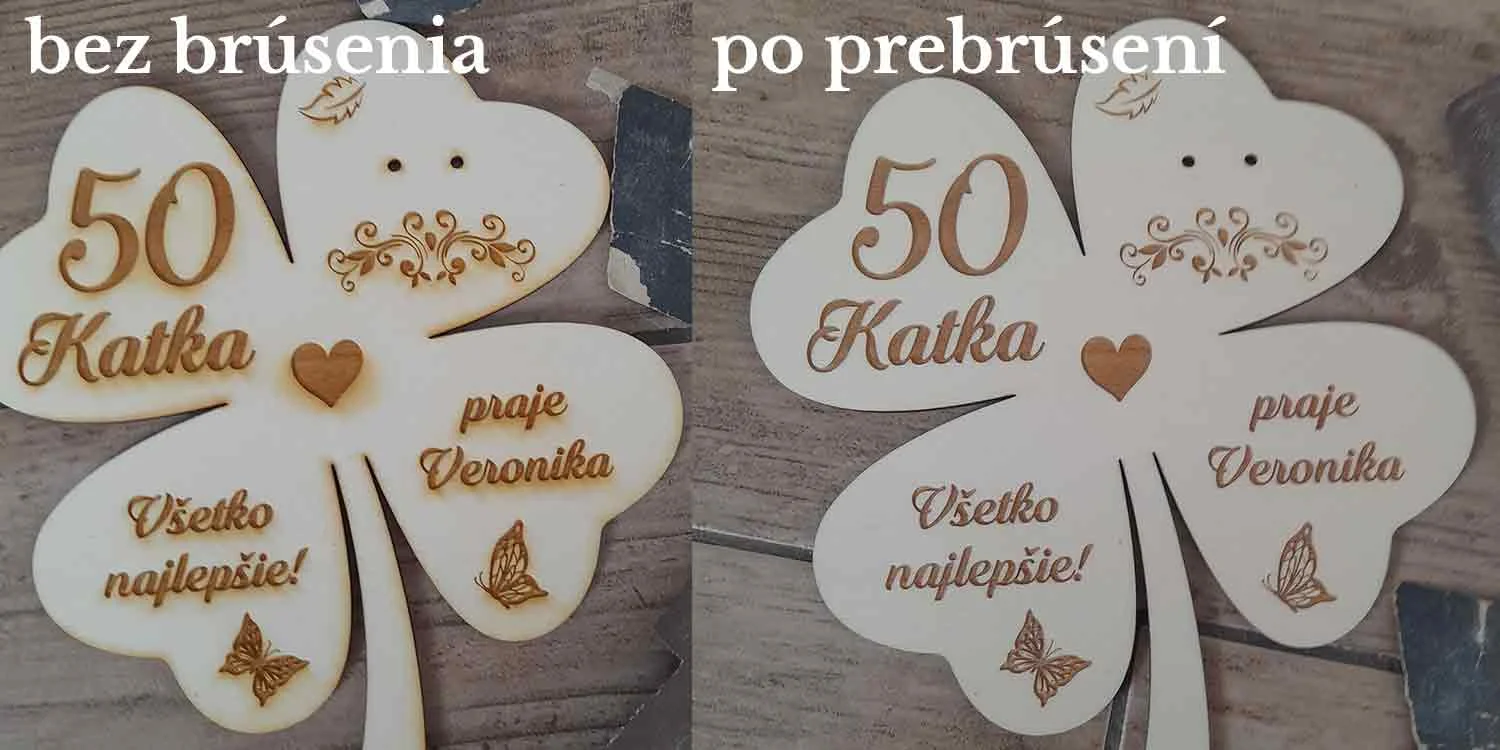 Ručne brúsený drevený darček štvorlístok s venovaním na bankovku