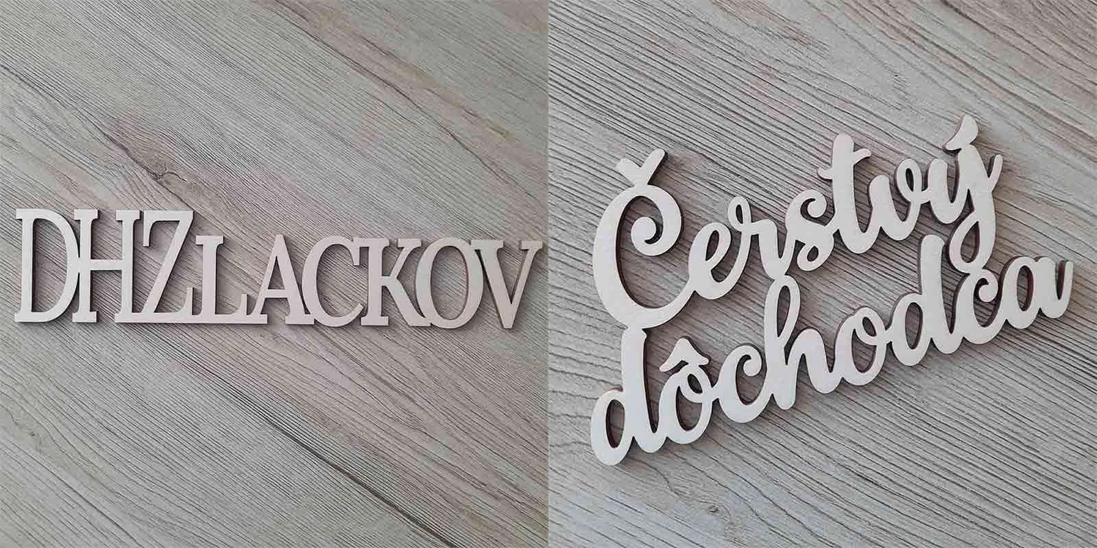 Personalizovaný drevený nápis na mieru vyrezávaný laserom z preglejky 4mm