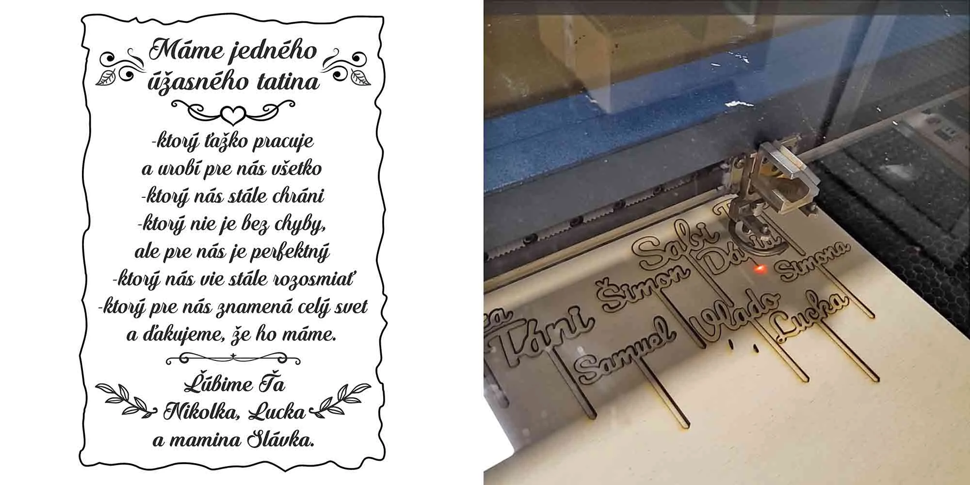 Výroba drevenej tabuľky na mieru s grafickým návrhom