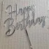 Zápich do torty Happy Birthday strieborný zrkadlový v tenkom modernom písme