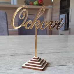 Zlatý zrkadlový zápich na tortu s nápisom Ockovi