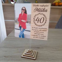 Farebný obdĺžnikový zápich na tortu s vlastnou fotografiou a textom