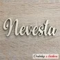 Drevený svadobný nápis s textom Nevesta vyrezávaný laserom z topoľovej preglejky